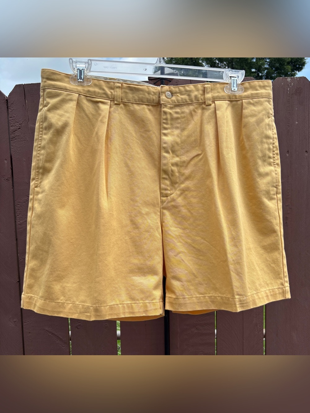 Vintage Polo by Ralph Lauren Men's Double Pleated Chino Shorts - Yellow Size 38